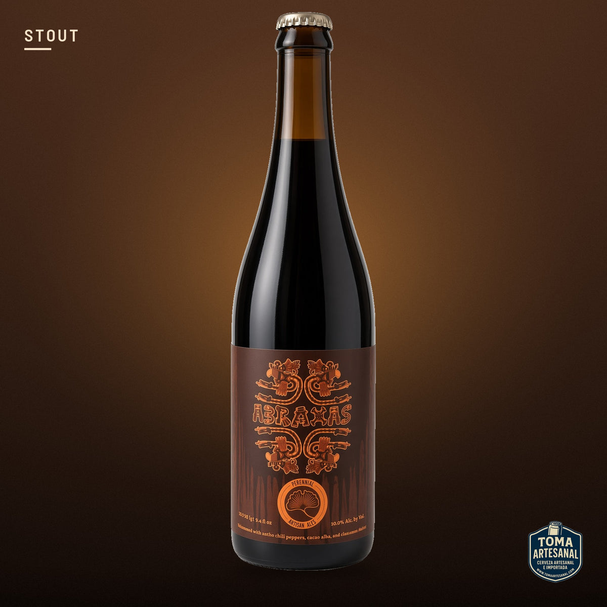 Cerveza Perennial Artisan Ales - Abraxas (2017) – An Imperial Stout Brewed With Ancho Chili Peppers, Cacao Nibs, Vanilla Beans, And Cinnamon Sticks. | Toma Artesanal