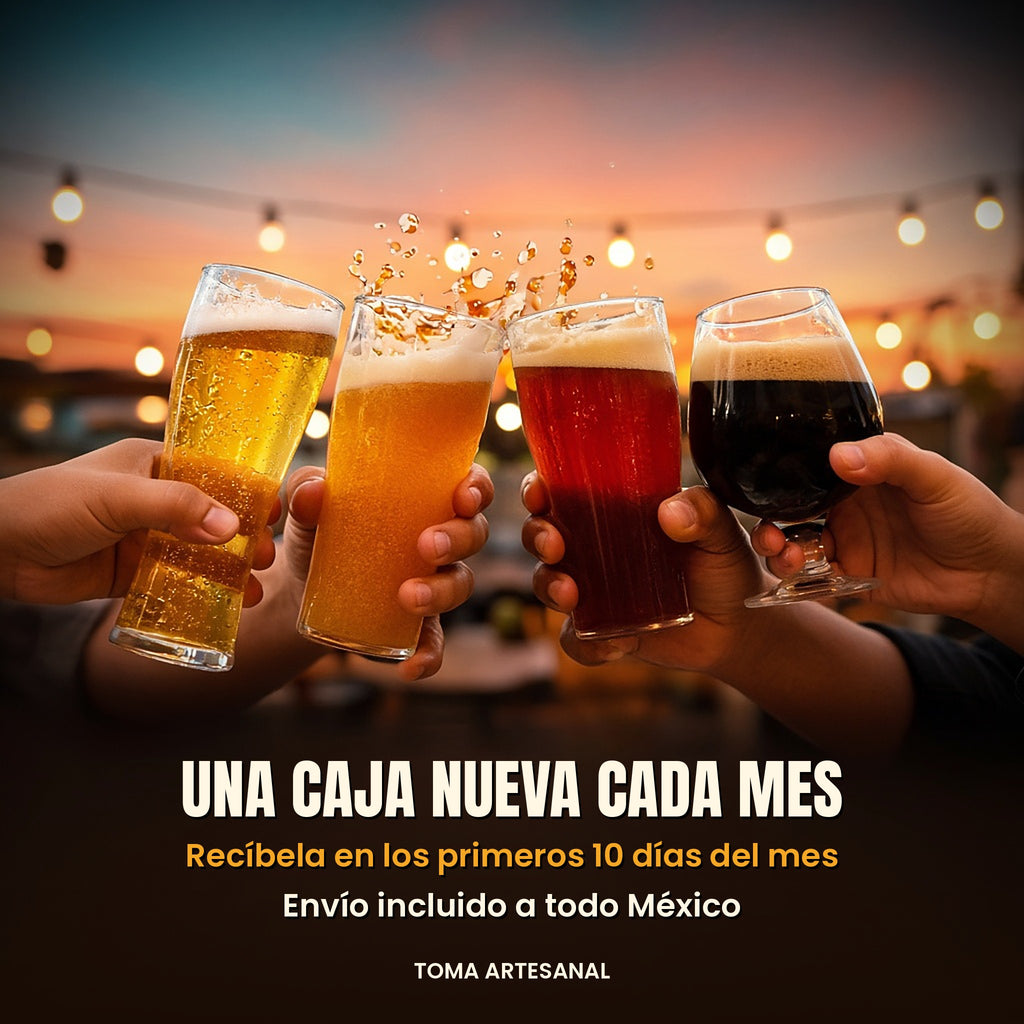 Brindis con distintos estilos de cerveza: una caja nueva cada mes con envío incluido a todo México