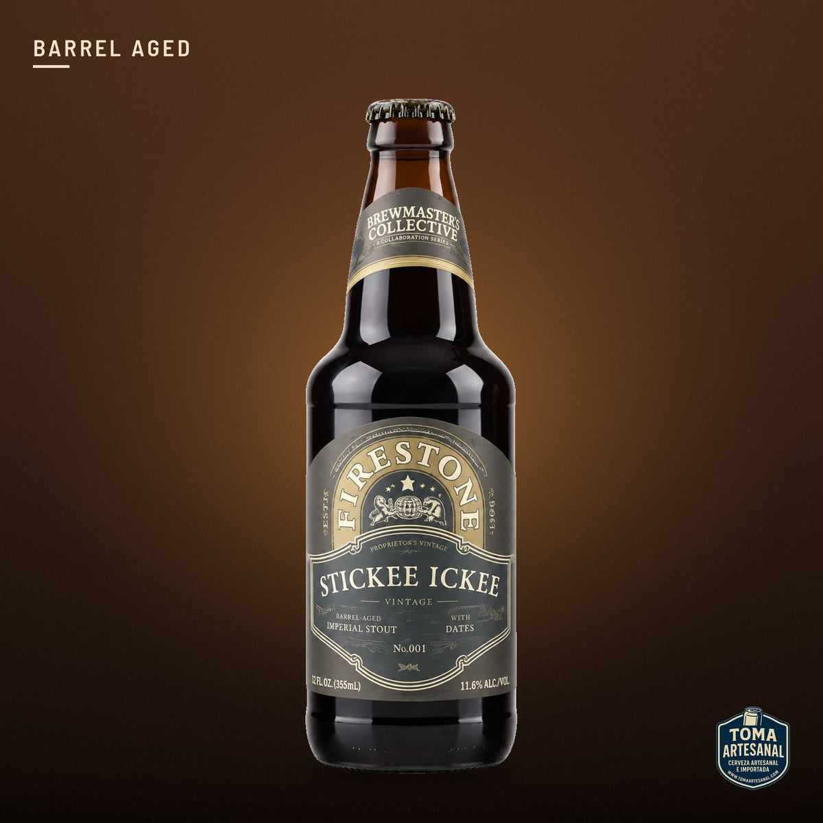 Cerveza Firestone - Stickee Ickee (2026) – Barrel Aged Quadrupel | Toma Artesanal