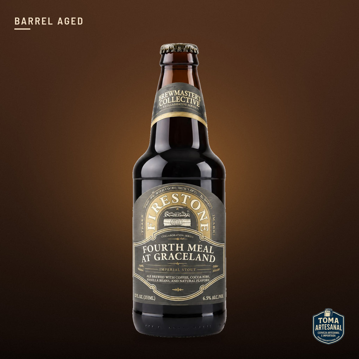 Cerveza Firestone x Green Cheek - Fourth Meal At Graceland (2025) – Barrel Aged Imperial Stout with Banana, Peanut Butter & Marshmallows | Toma Artesanal