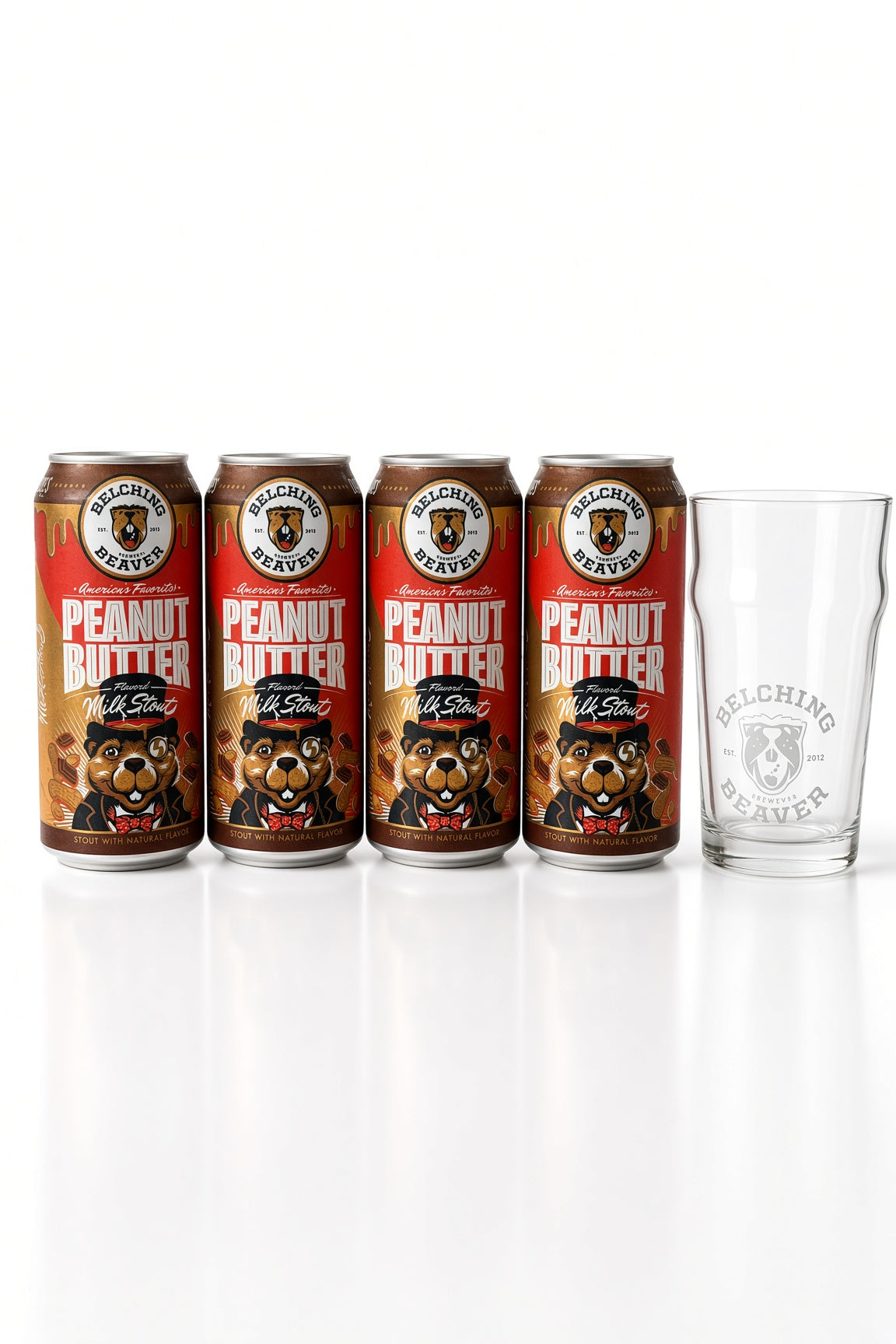 4 Pack Belching Beaver Peanut Butter + Vaso