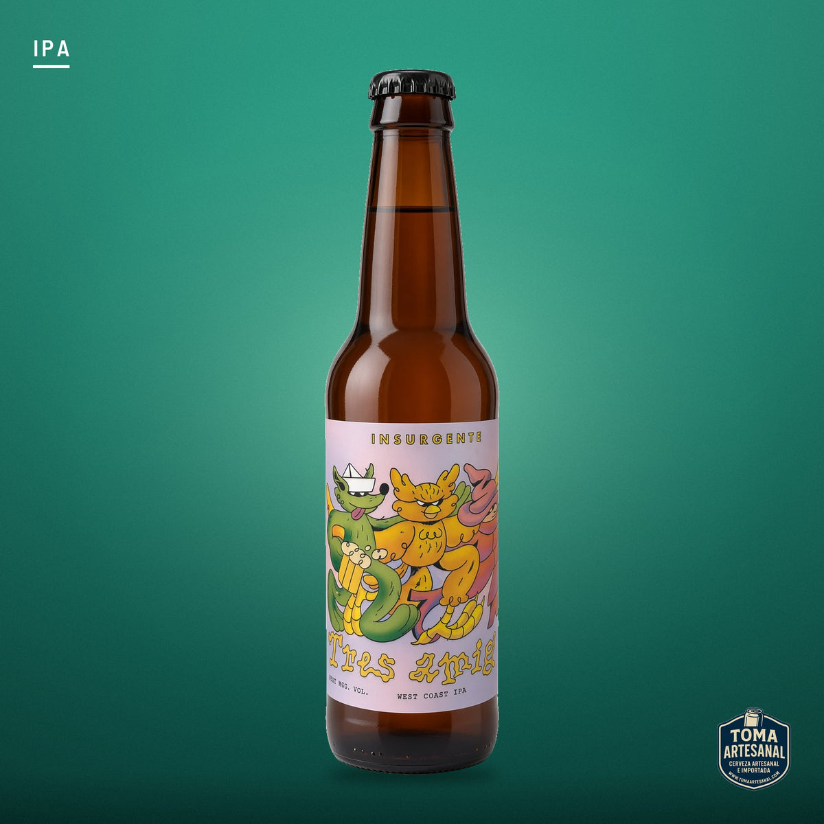 Cerveza Insurgente x Wendlandt x Fauna - Tres Amigos – West Coast IPA | Toma Artesanal