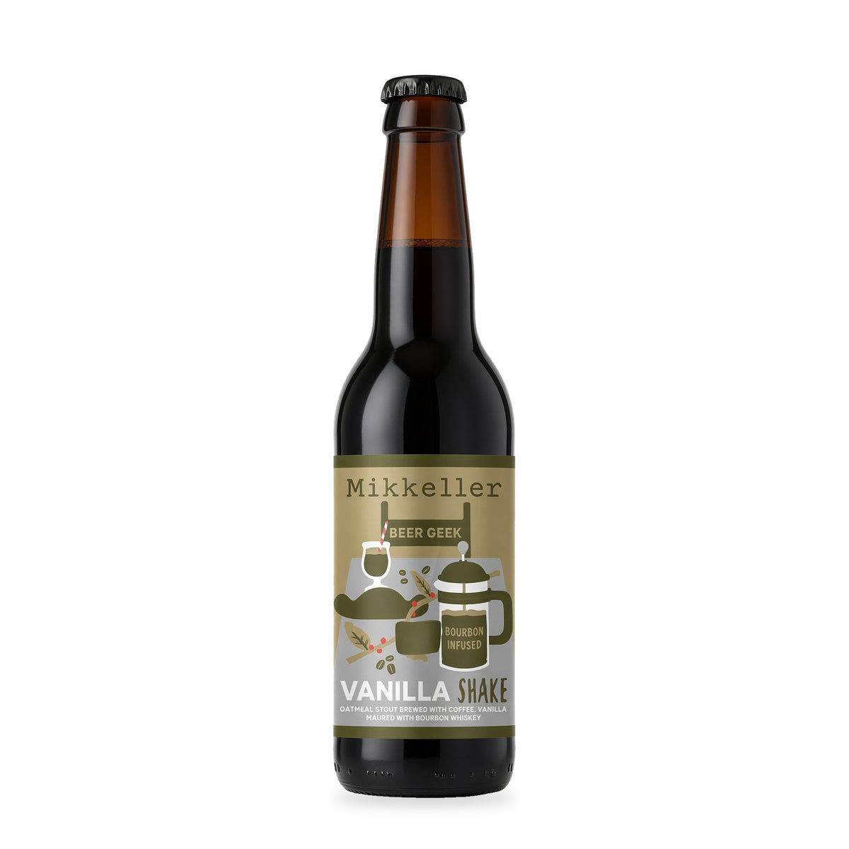 Cerveza Mikkeller - Beer Geek Vanilla Shake Whiskey - Oatmeal Stout Brewed with Coffee, Vanilla Maured with Bourbon Whiskey