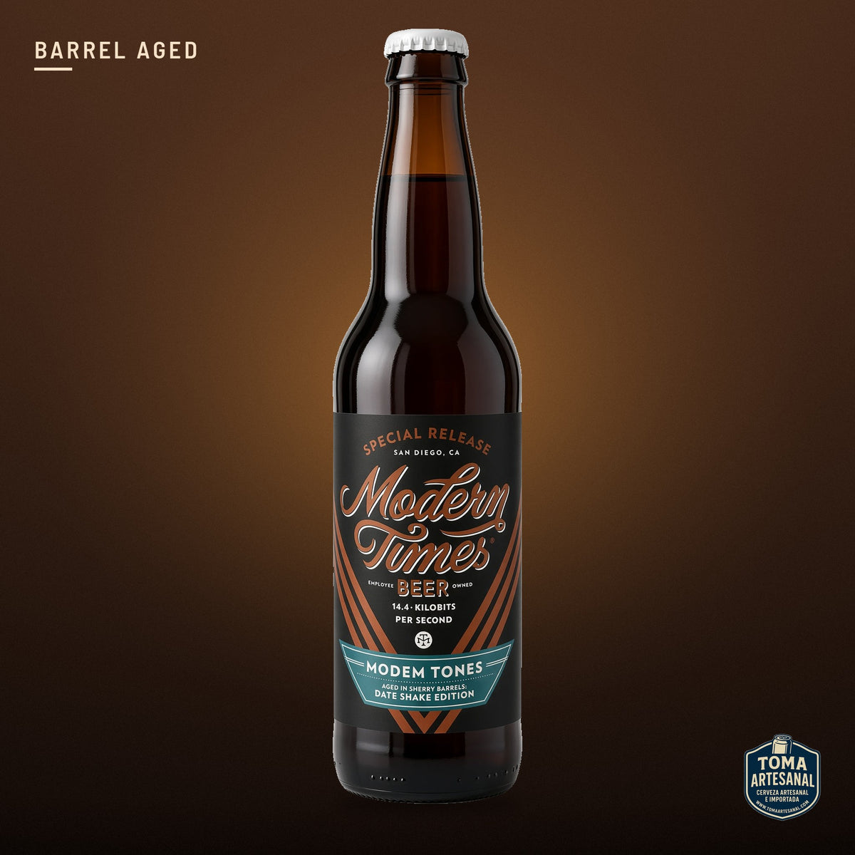 Cerveza Modern Times - Modem Tones: Date Shake Edition – Sherry Barrel Aged Imperial Stout with Dates, Walnuts, Vanilla, and Cinnamon | Toma Artesanal