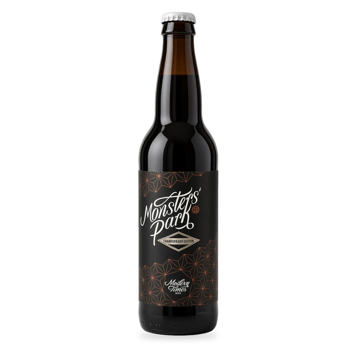Cerveza Modern Times - Monsters' Park Aged In Rye Barrels: Champurrado Edition - Rye Barrels Aged Imperial Stout, with Mexican Vanilla, Mexican Cocoa Nibs, Piloncillo (unrefined Mexican Sugar), & a Touch of Cinnamon