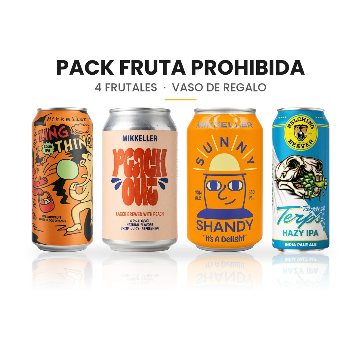 Pack Fruta Prohibida: 4 cervezas y vaso de regalo