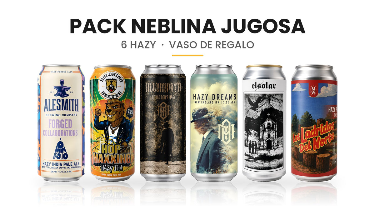 Pack Neblina Jugosa: 6 cervezas Hazy y vaso de regalo