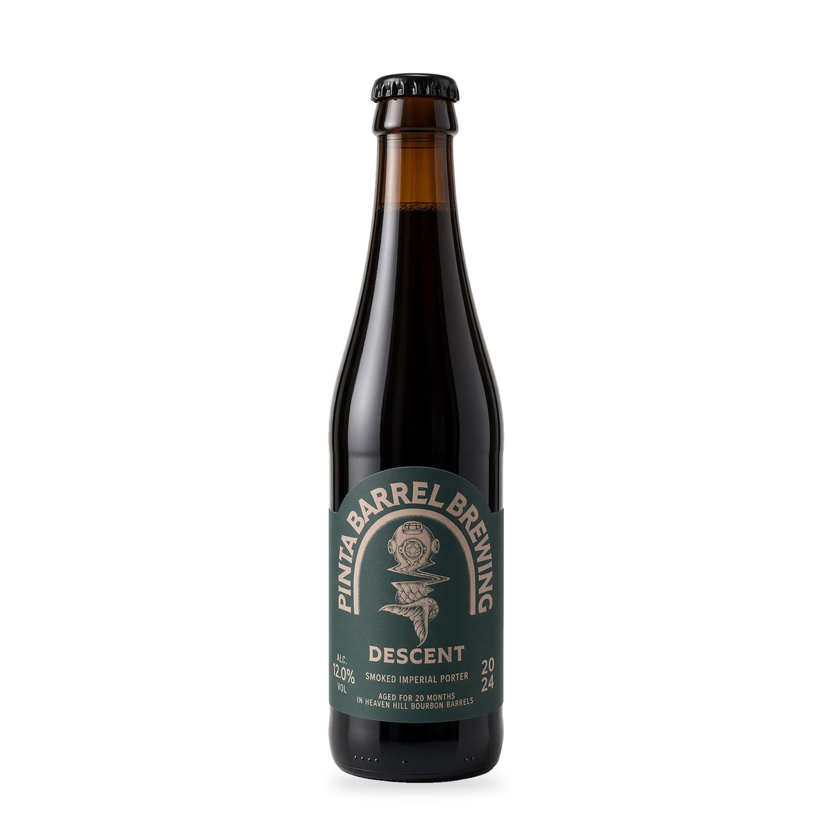 Cerveza PINTA Barrel - Decent - Smoked Imperial Porter Aged for 20 Months in Heaven Hill Barrels.