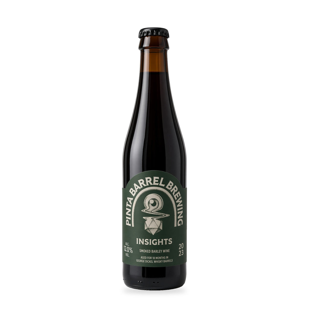 Cerveza PINTA Barrel - Insights - Smoked Barley Wine aged for 18 months in George Dickel Whisky Barrels.