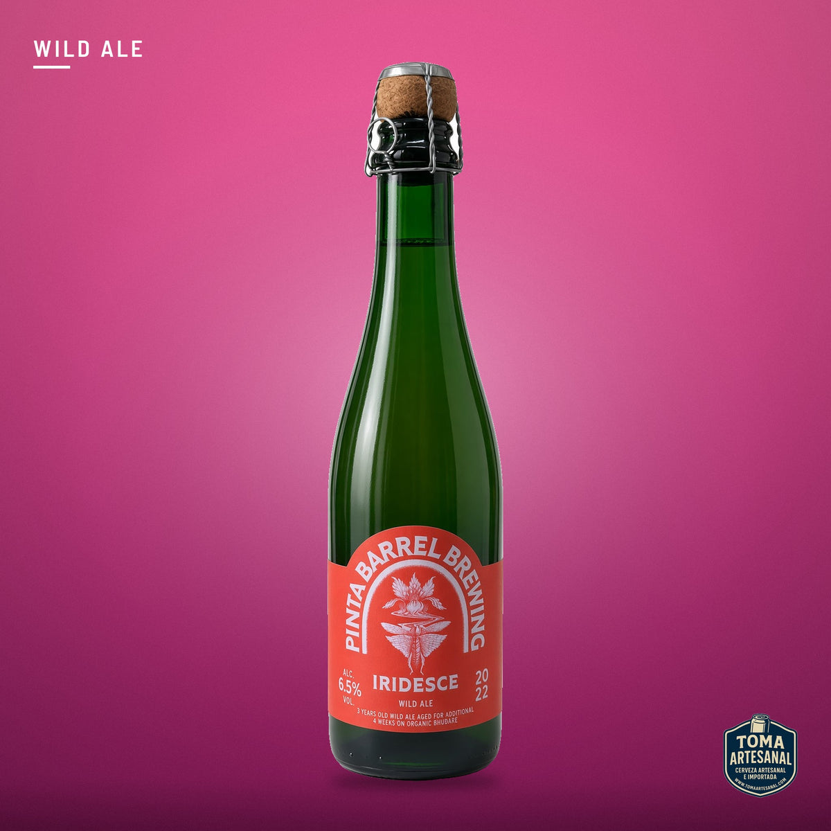 Cerveza PINTA Barrel - Iridesce – 3 Years Old Wild Ale Aged For Additional 4 Weeks on Organic Rhubarb. | Toma Artesanal